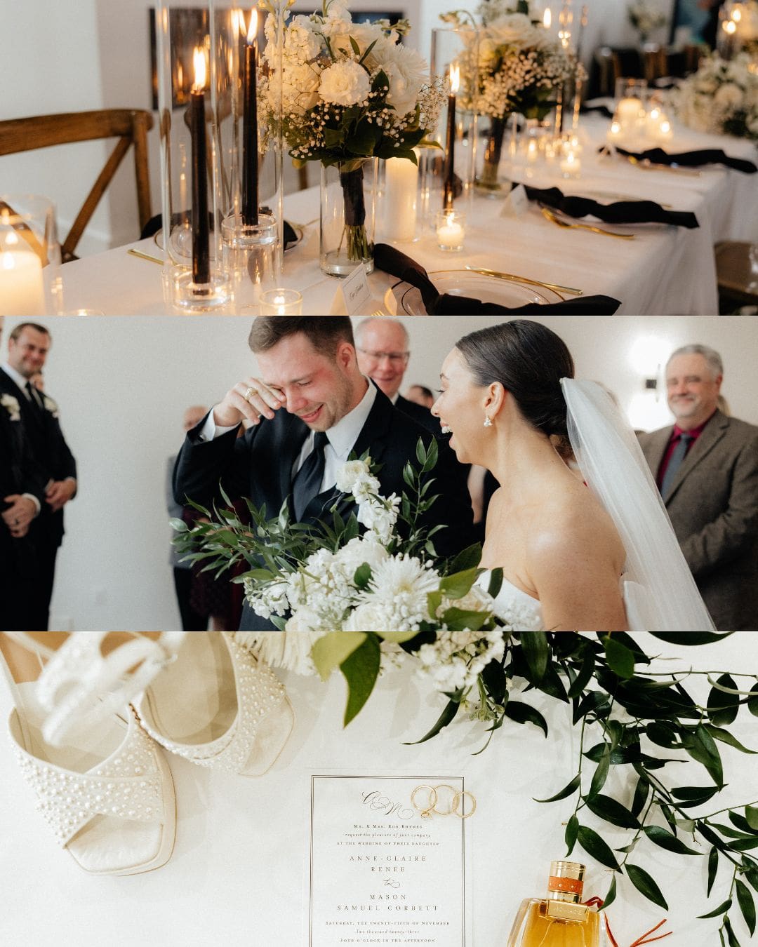 texas groom crying after seeing bride at ceremony